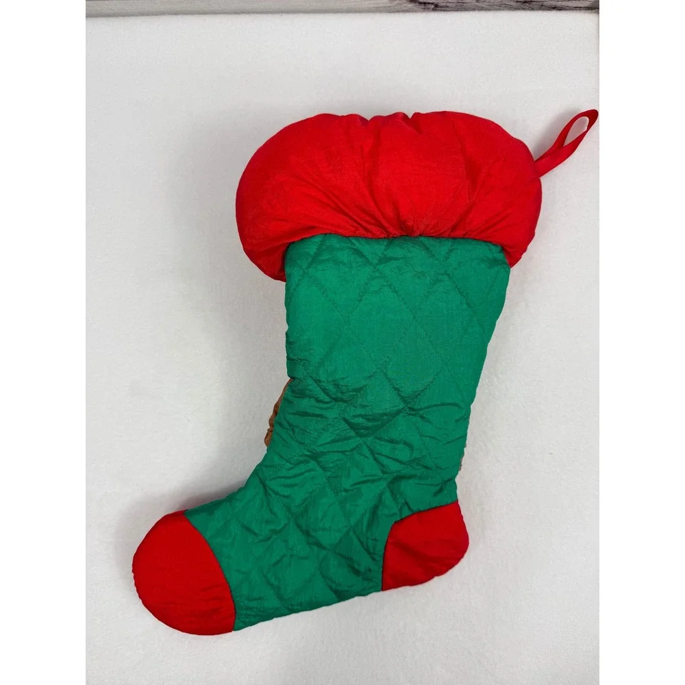 Adorable‎ Teddy Bear Christmas Stocking Holiday Decoration Festive Decor Vintage